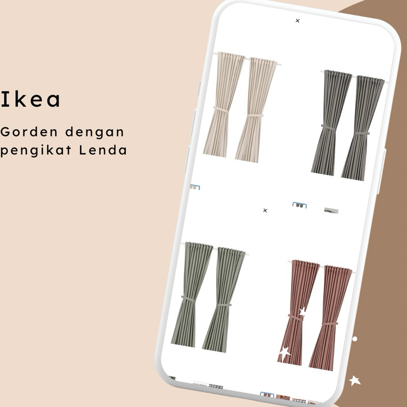 Gorden dengan Pengikat  gorden motif polos tebal tirai jendela Lenda