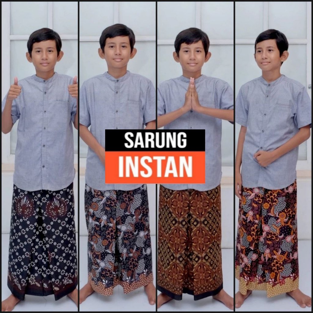 Sarung Gus Iqdam Instan Anak Usia 2-10 Tahun motif Batik pekalongan Model Rok Gaya Sarung