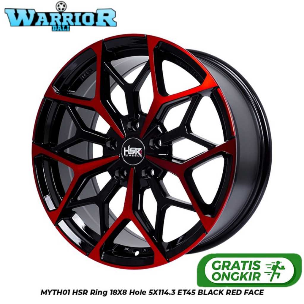 Velg HSR MYTH01 Ring 18 Lebar 8 ET45 Pcd 5x114,3 Black Red Face