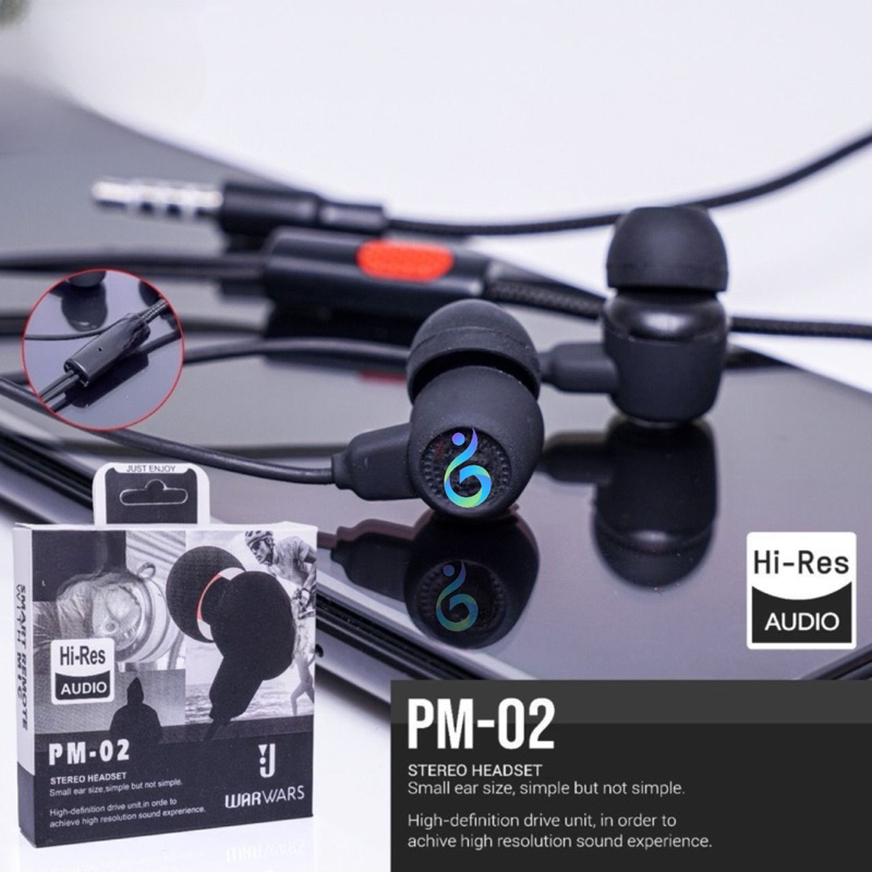 Earphone Headset BIG BASS PM-02 SUPER BASS SUARA JERNIH Earphone stereo handsfree henset earphone earplug