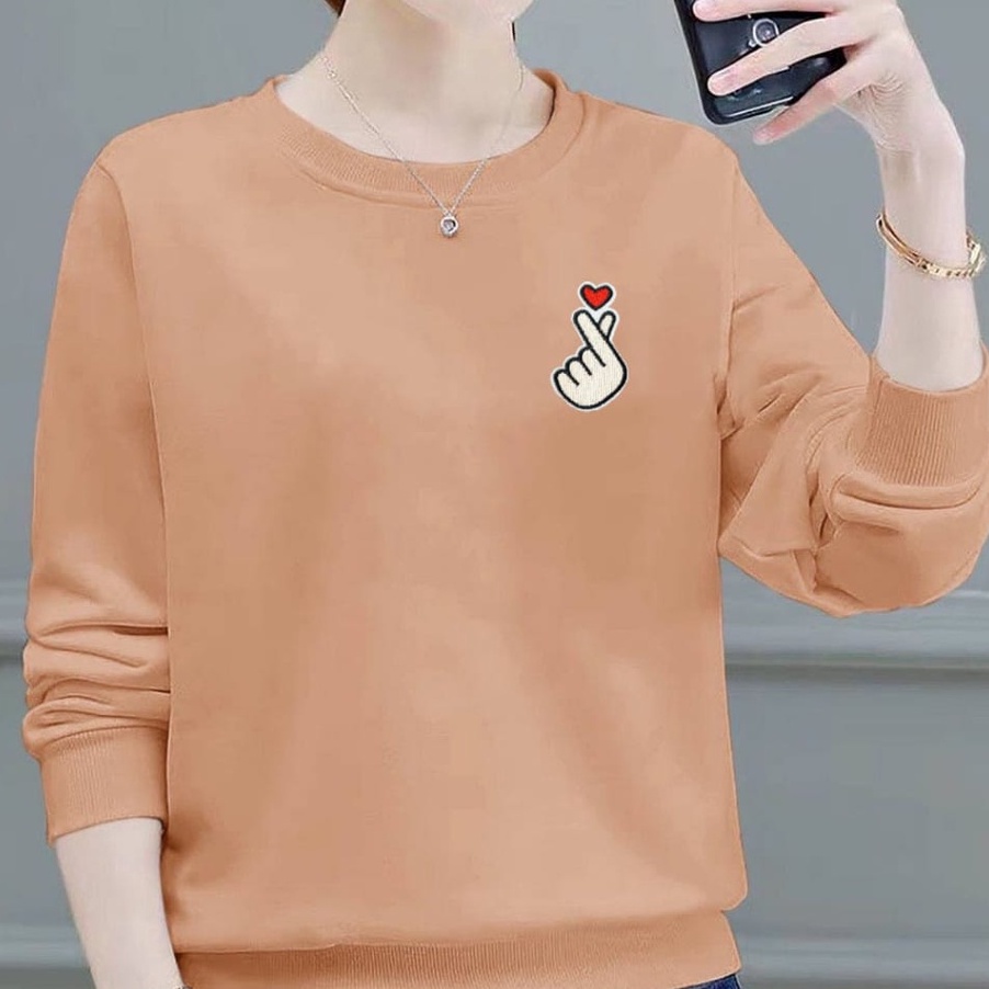 Star Seller Kaos Lengan Panjang Wanita Logo Saranghae  Kaos Sweatshirt Wanita Atasan Wanita Atasan W