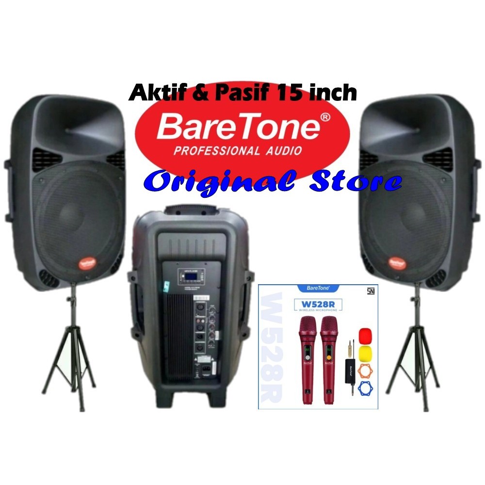 paket speaker aktif pasif baretone 15 inch original