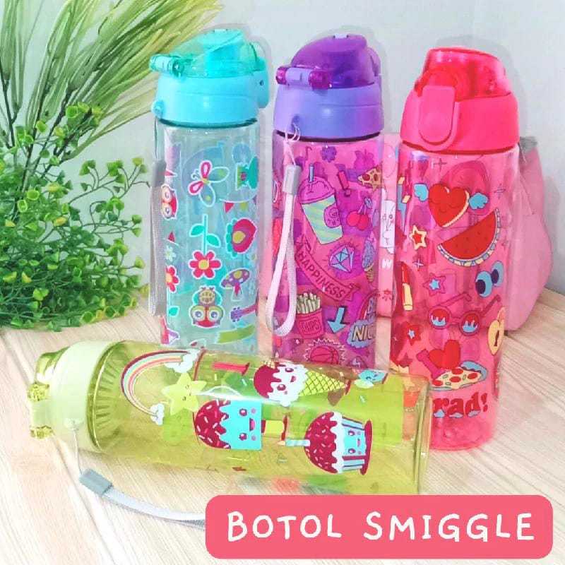 YIPPIE - Botol Minum Anak Smiggle Colorful Warna Karakter Unik 650ml BPA FREE