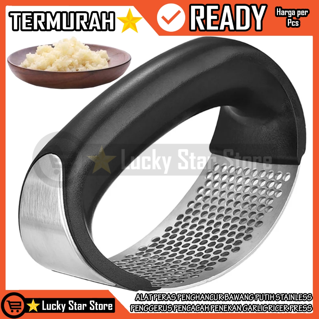 PENCACAH PENGHANCUR PENGHALUS BAWANG PUTIH STAINLESS ALAT PERAS HALUSKAN PENGGERUS PENEKAN GARLIC RI
