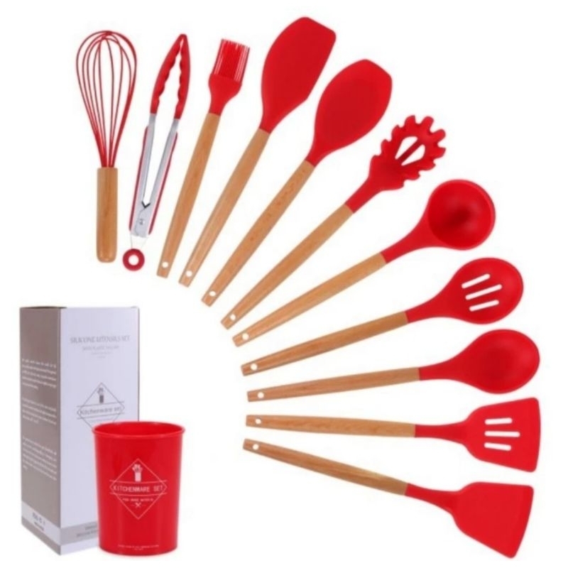Set Spatula Silikon Tahan Panas / Set 12 / Spatula Silikon Utensils