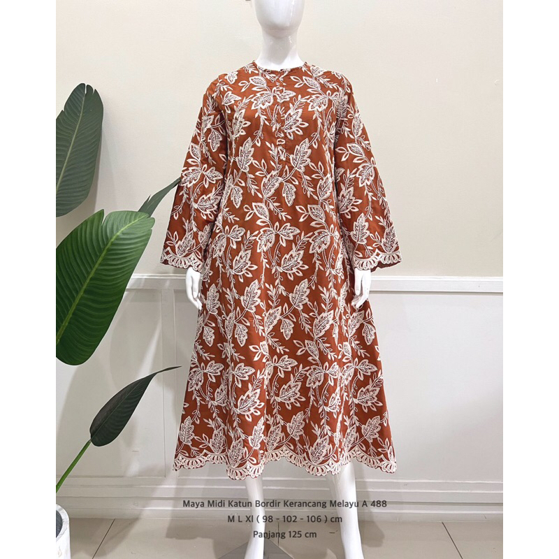 MIDI DRES MAYA KATUN BORDIR KRANCANG BY DIANA