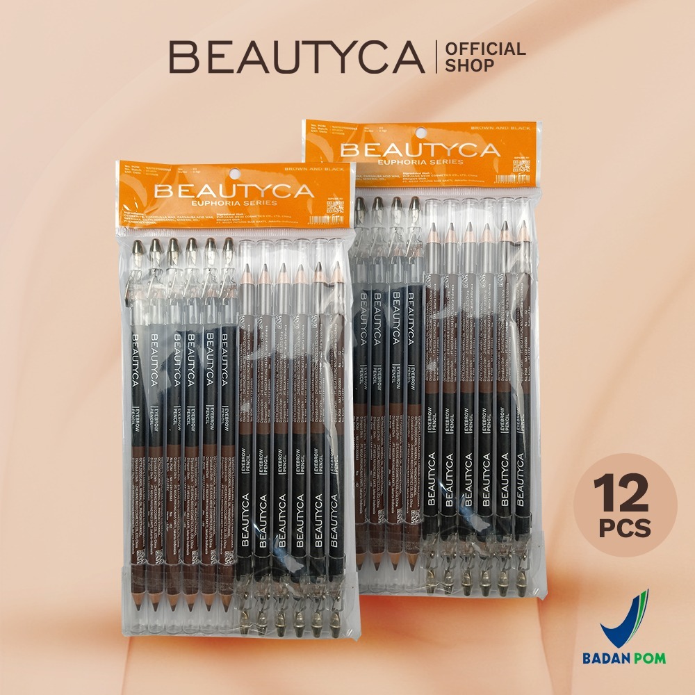 

technandaa - beautyca pensil alis waterproof coklat hitam + serutan 12 pcs