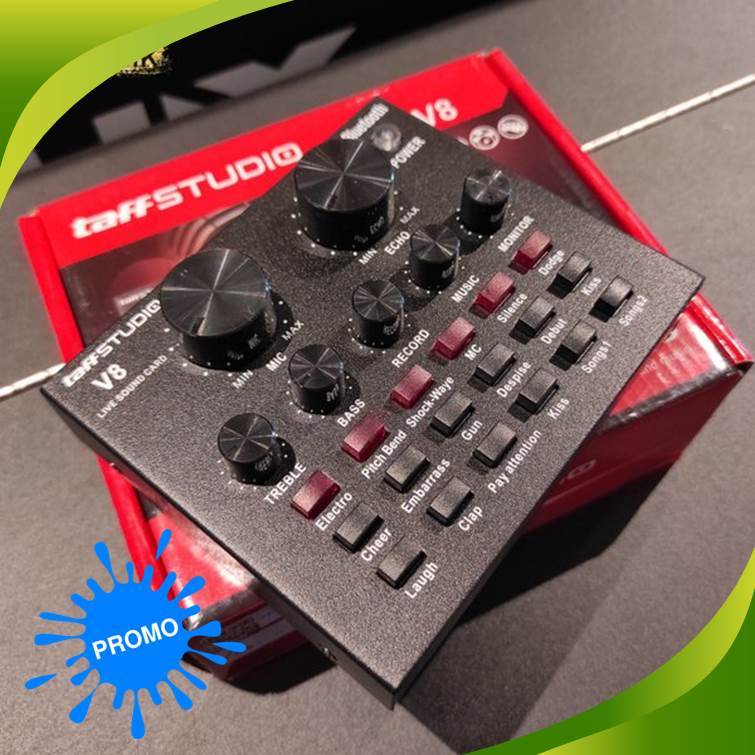 Mixer SoundCard V8 Audio Bluetooth || Alat Portable Karaoke ||Gratis Mic || COD