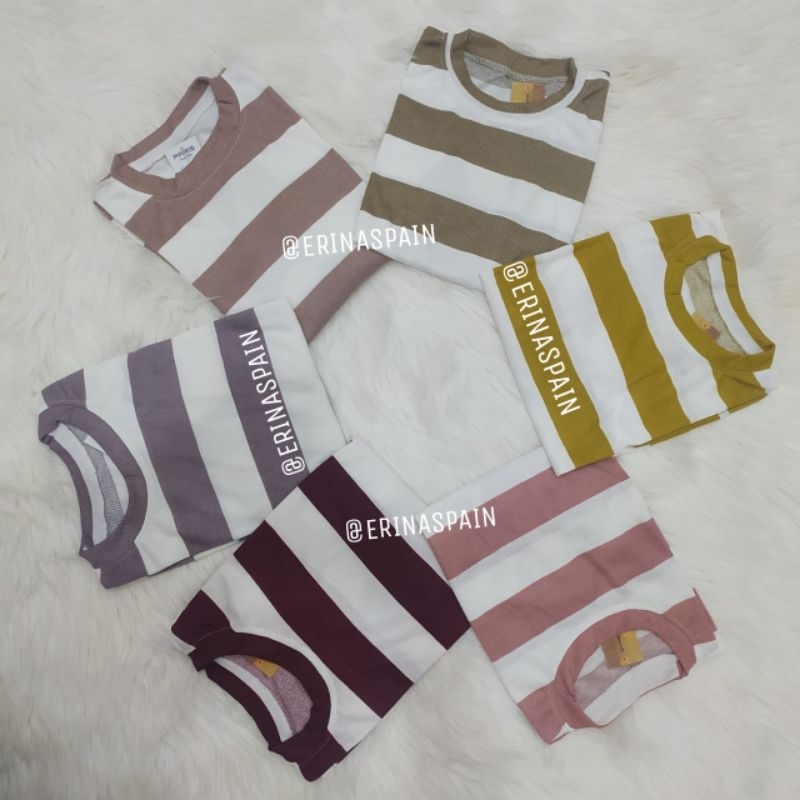 KAOS LENGAN PANJANG STRIPE PREMIUM / KAOS SALUR STRIPE TEE LENGAN PANJANG (COD)