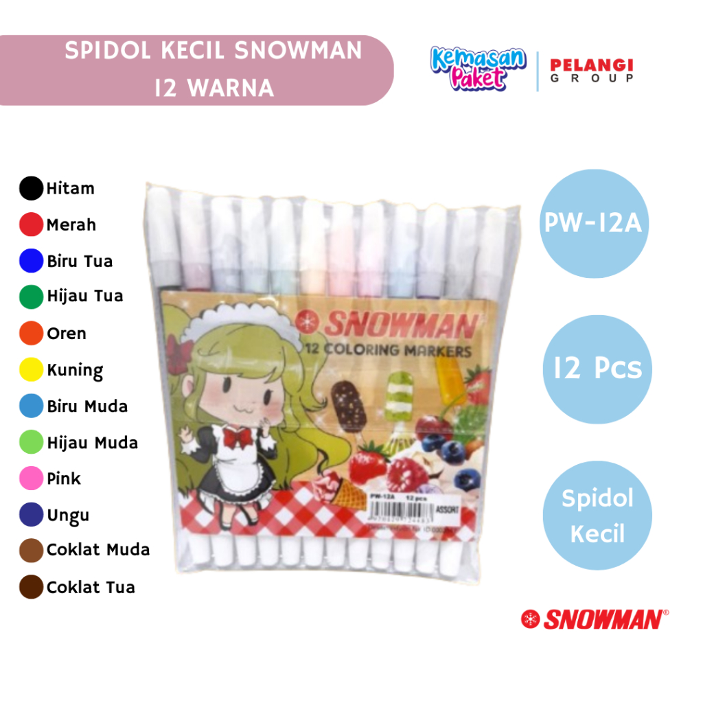 

SPIDOL SNOWMAN 12 WARNA SPIDOL SNOWMAN KECIL