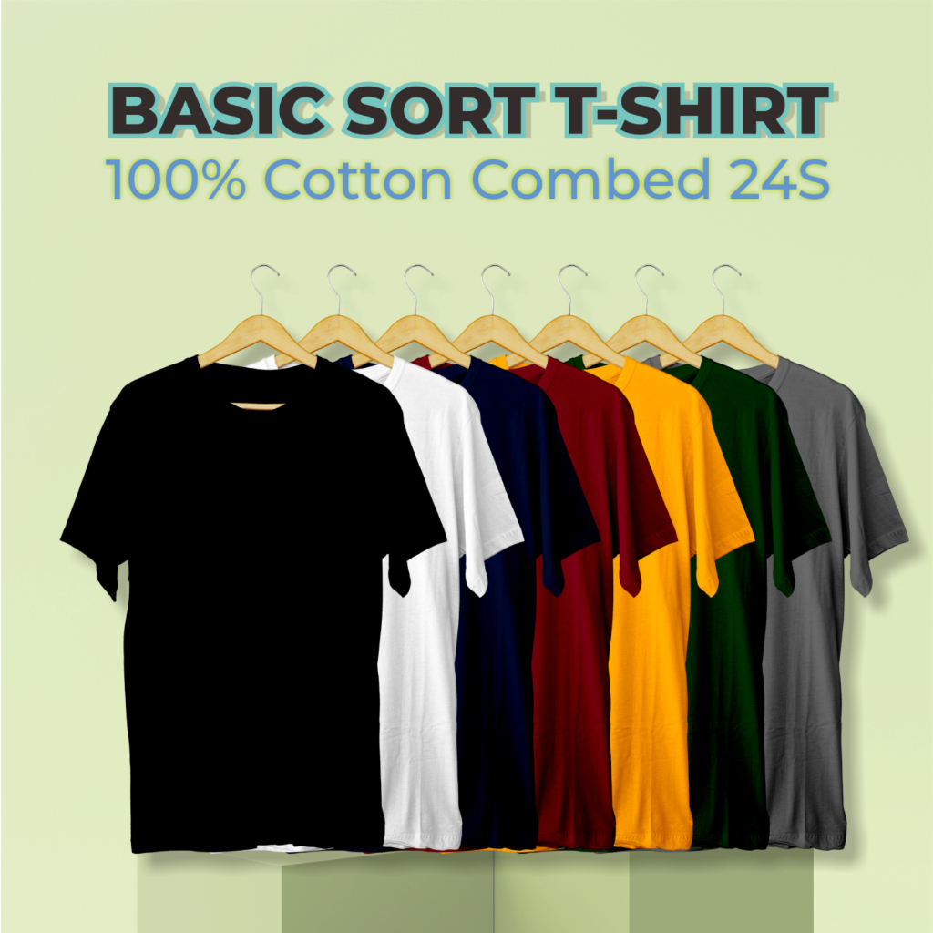 Kaos Polos Unisex Asli Cotton Combed 24S Bahan 100% Cotton Combed 24S