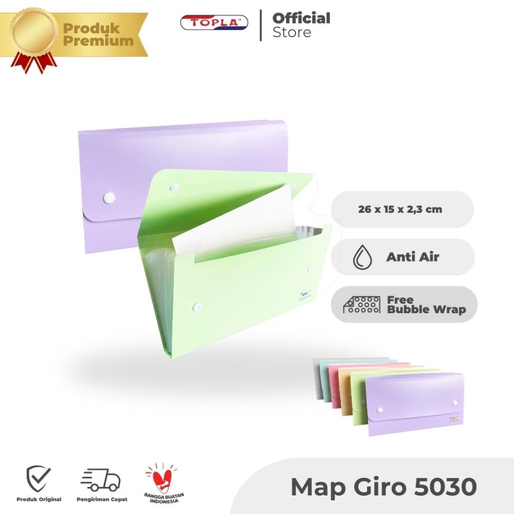 

Map Giro 5030 Kancing dompet giro tabungan nota cek kwitansi pastel Topla