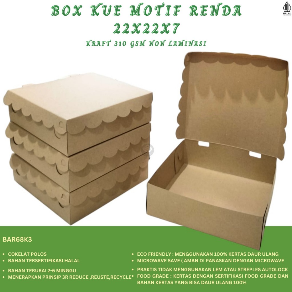 Box Kue 22x22 Dus 22x22 Bahan 310 Gsm (BAR68K3-22X22X7 Cm)