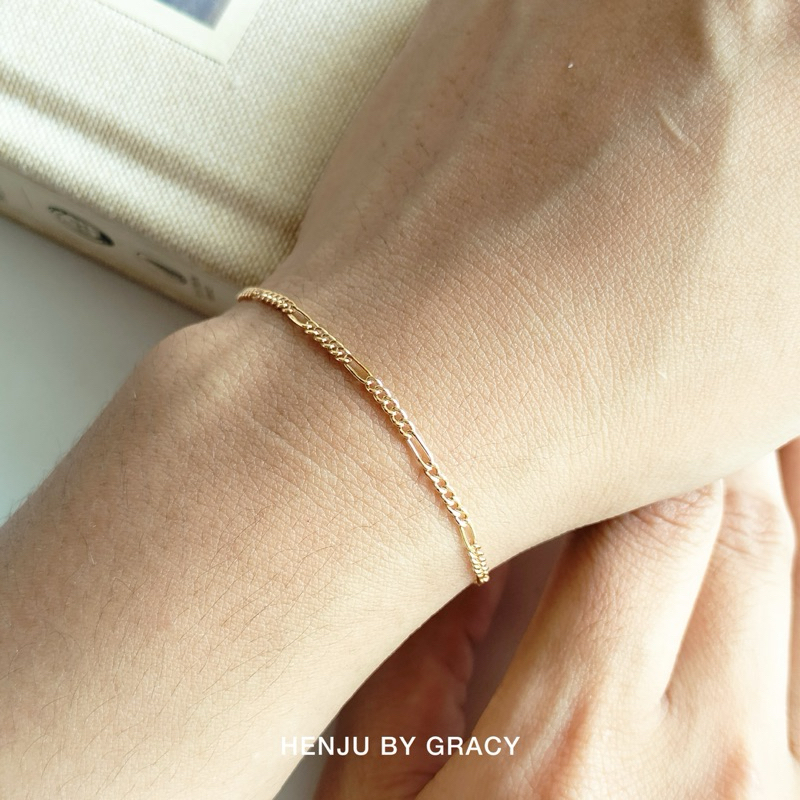 Henju By Gracy | Figaro Chain Bracelet | Couple Bracelet | Unisex Bracelet | 14K Gold Filled | Minim