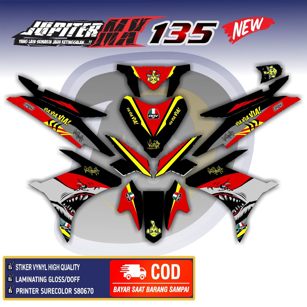 Stiker Mx 135 New Striping Motor Jupiter Mx 135 New Decal Yamaha Mx New 135 Big Shark