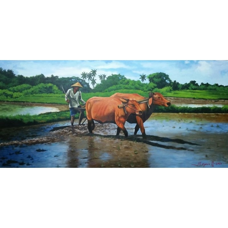 lukisan membajak sawah