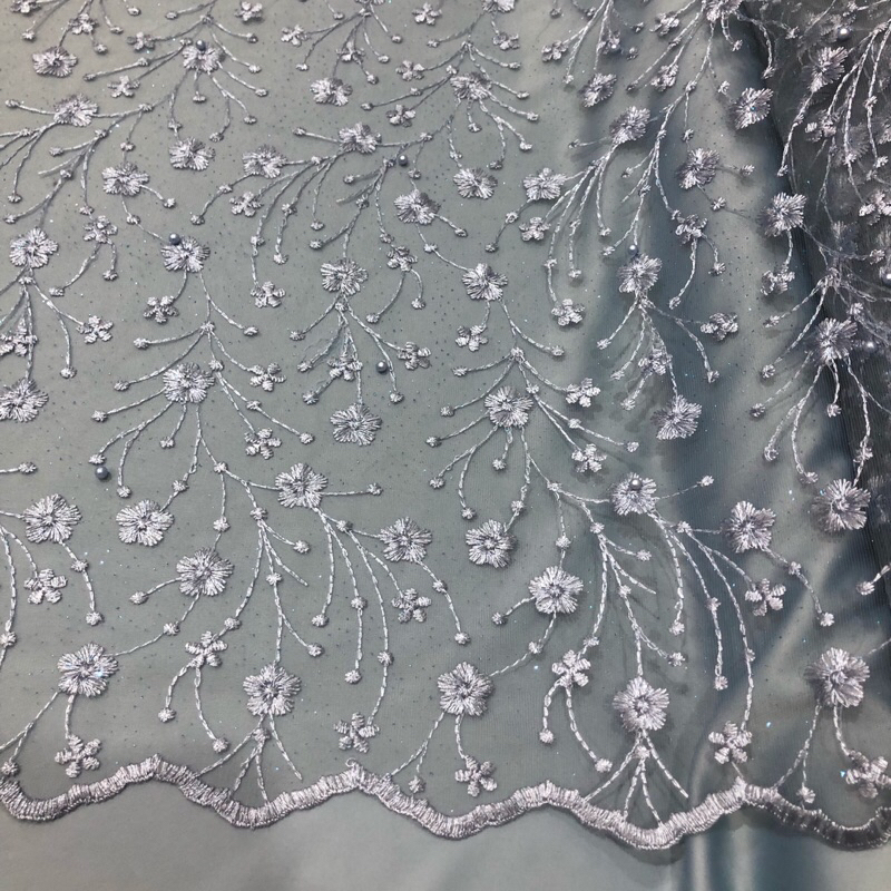 Kain Tile Akar Bordir Bunga Mutiara New