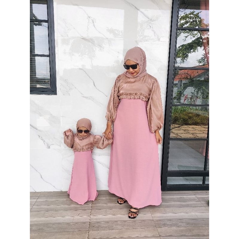 gamis couple ibu dan anak shimer silk premium