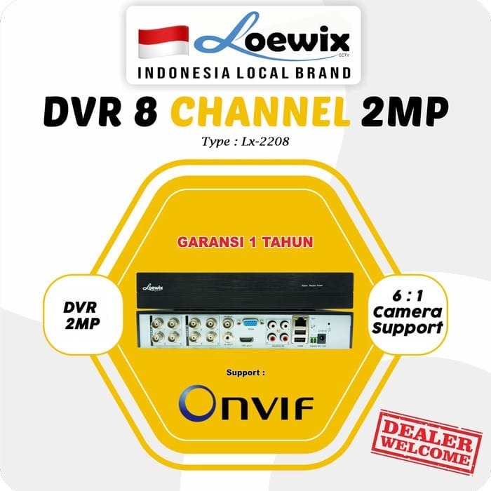 LOEWIX DVR XMEYE 8 CHANNEL 2MP 1080P / DVR XMEYE 8CH 2MP 1080P