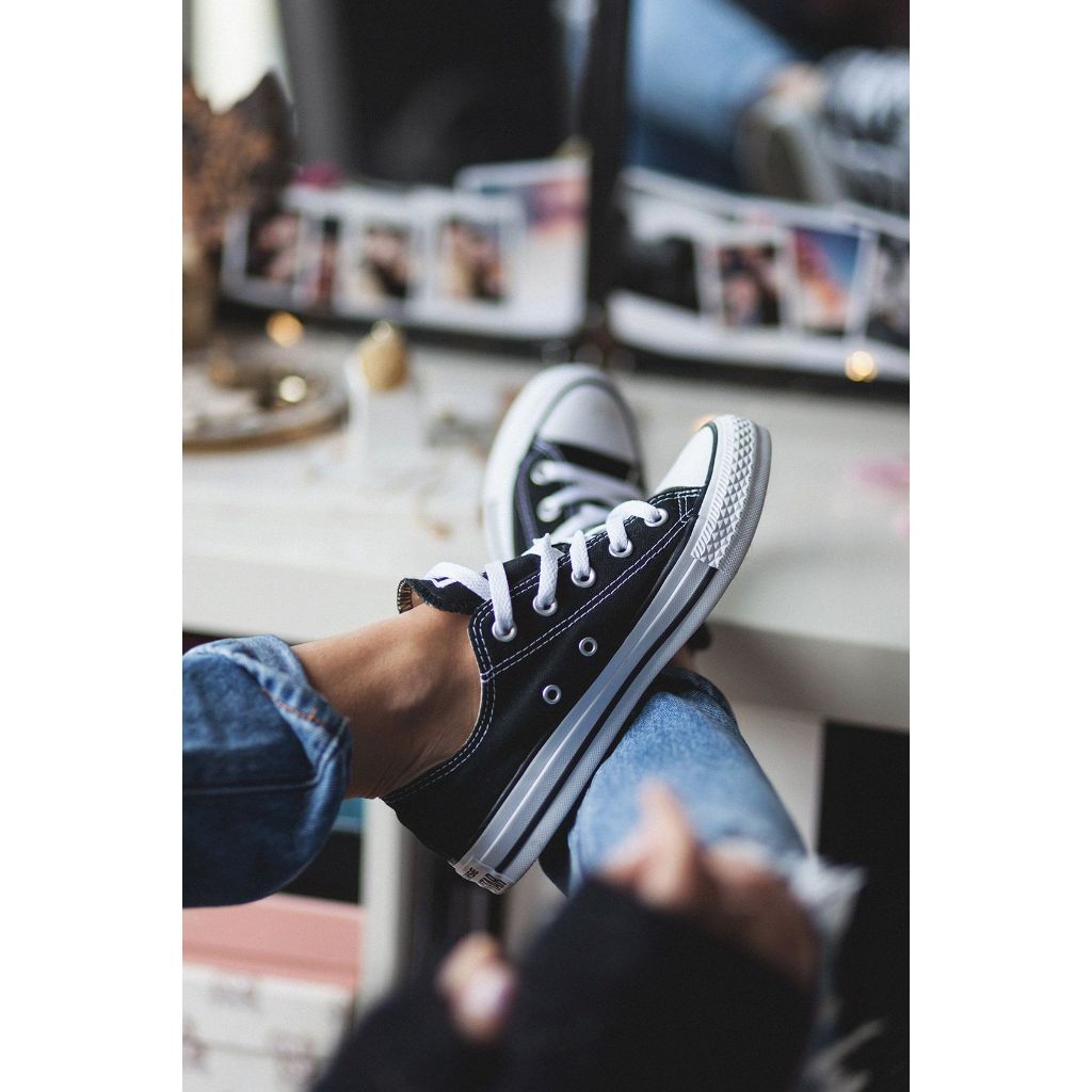 Sepatu Sneaker Converse Allstar Low Black White Sepatu NB Tali Putih olah Pria Wanita