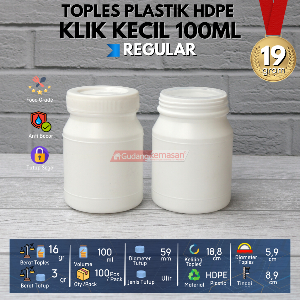 TOPLES PLASTIK 100ML HDPE KLIK KECIL