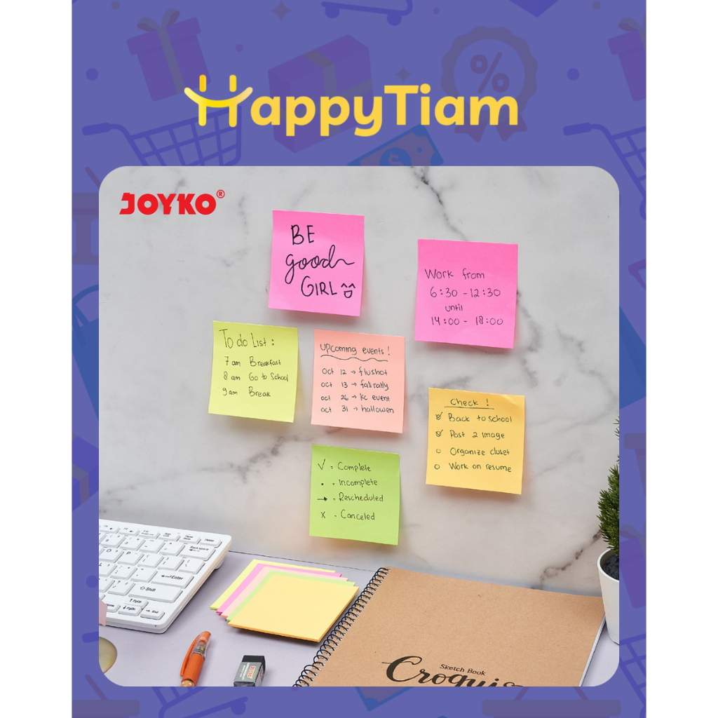 

STICKY NOTES JOYKO MMS-11 MEMO STICK KERTAS TEMPEL WARNA NOTES POLOS PENANDA