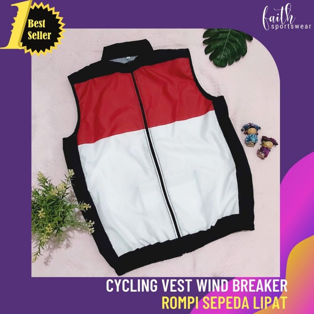 [Motif Baru] ROMPI OLAHRAGA/ROMPI SEPEDA/CYCLING VEST PRIA WANITA - MERAH PUTIH HITAM