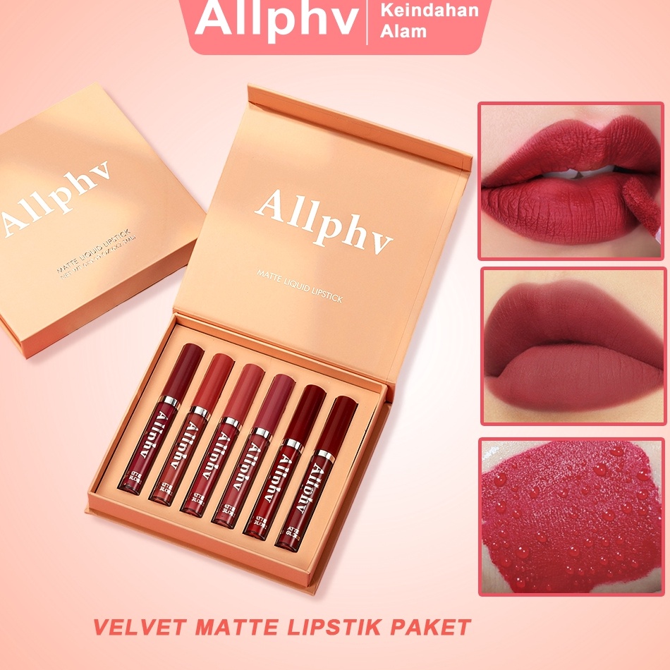 ART P7D box isi 6pcsALLPHV Lipstik paket 6 warna Makeup Set Matte Liquid Lipstick 6pcs Lip gloss Lip