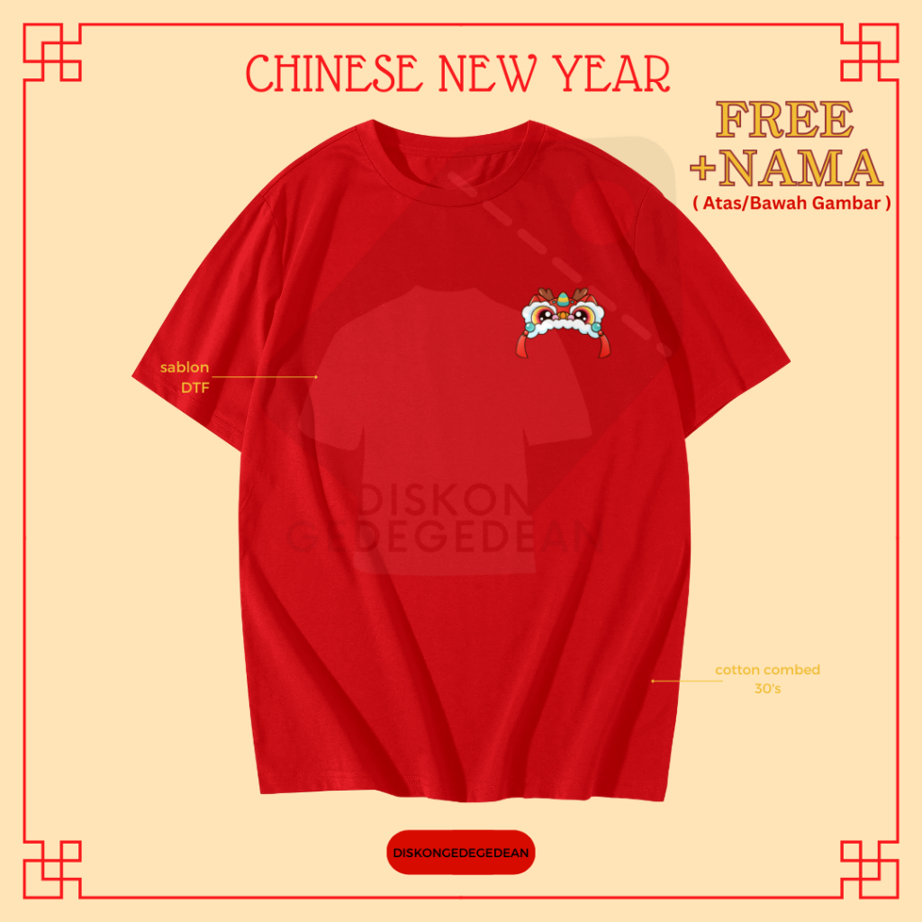 Diskongedegedean Kaos Imlek Shio Naga Baju Tshirt Logo Imlek Type 4