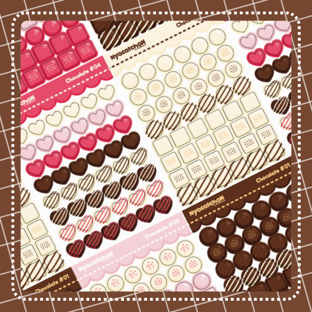 Sticker Sheet Aesthetic Imut Lucu Coklat Hati Love Deco Journal Planner Toploader Merah Pink Putih