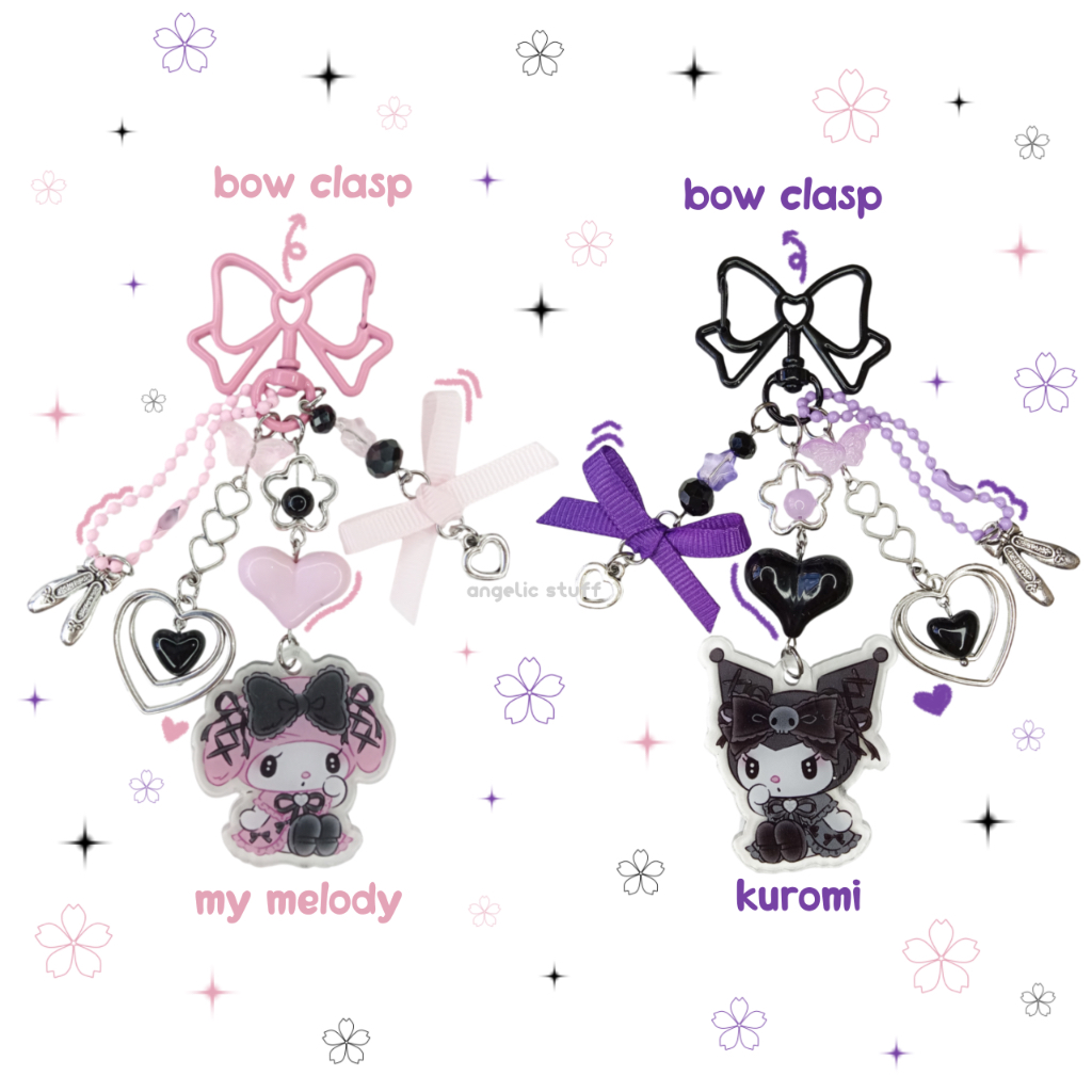[Angelic Stuff] Beaded Couple Keychain My Melody & Kuromi Sanrio Gantungan Kunci Manik-Manik