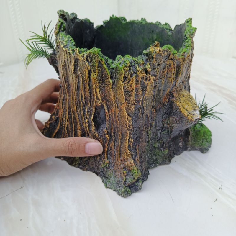 Pot relief bentuk kayu 4 inch T*13cm