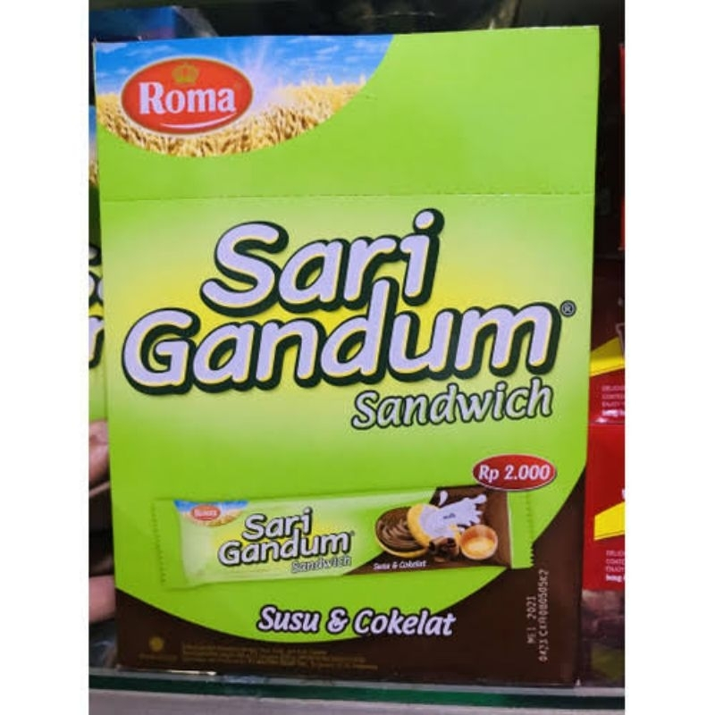 

Roma Sari Gandum Sandwich Coklat 39 Gram Box Isi 12 Pcs