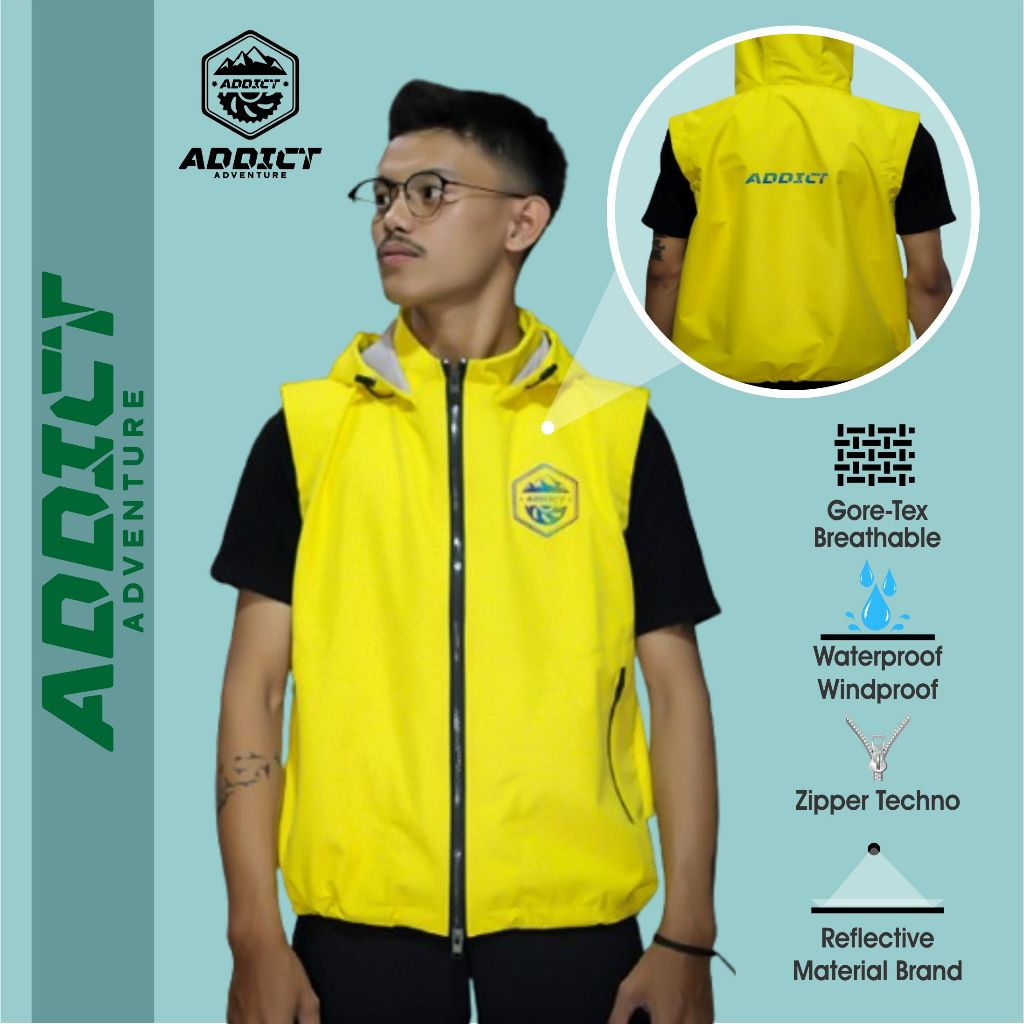 Jaket Rompi ADDICT Pelindung Dada Anti Angin Waterprooft Bahan Goretex Impor Size M L XL XXL