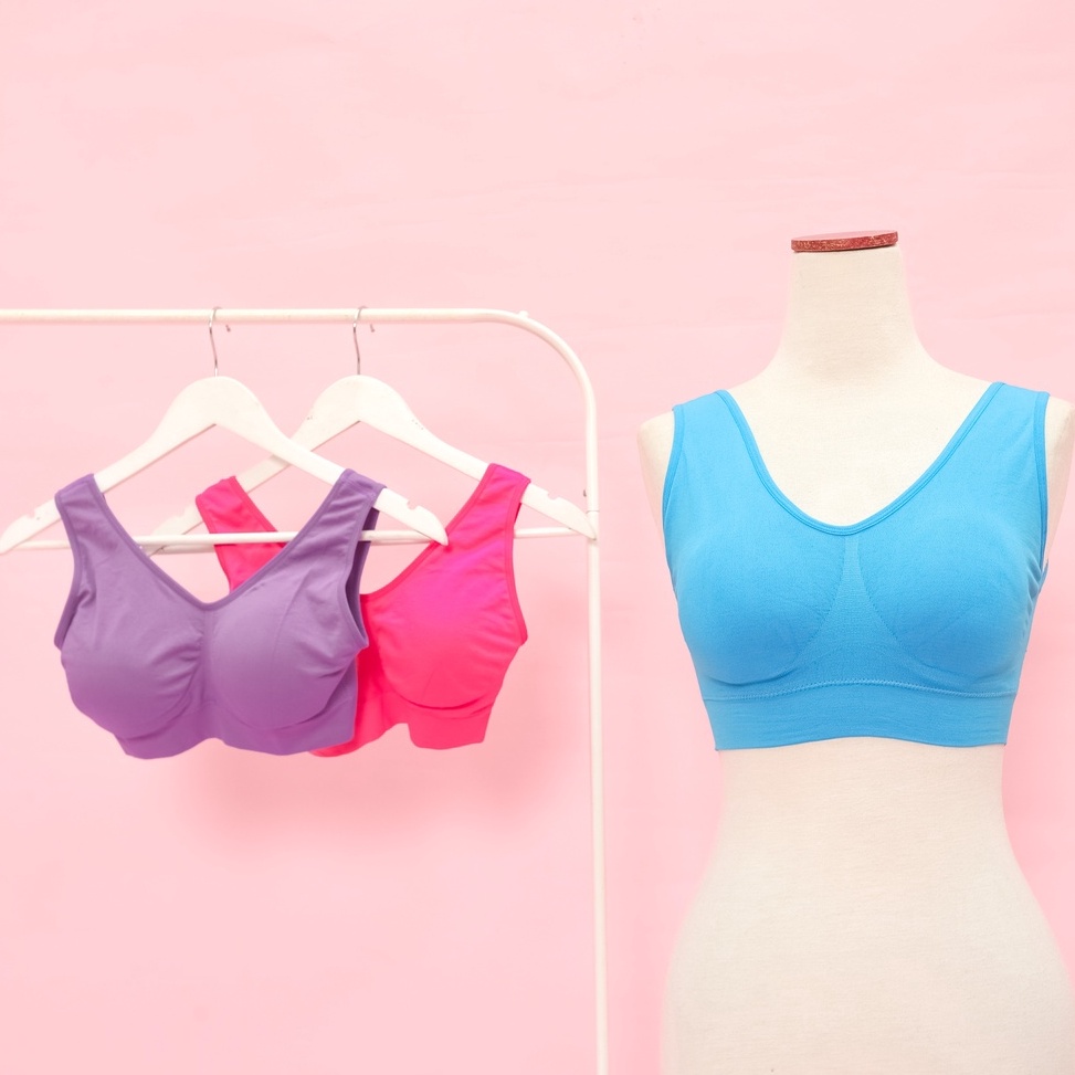 Terbagus Genie Bra Wanita Tanpa Kawat isi 3 Pcs  BH Sport Push up Busa Tanpa tali Jumbo Sexy Menyusu