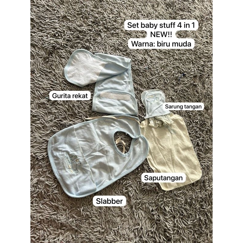 Set perlengkapan bayi baby stuff 4in1- gurita - slabber - sarung tangan - saputangan