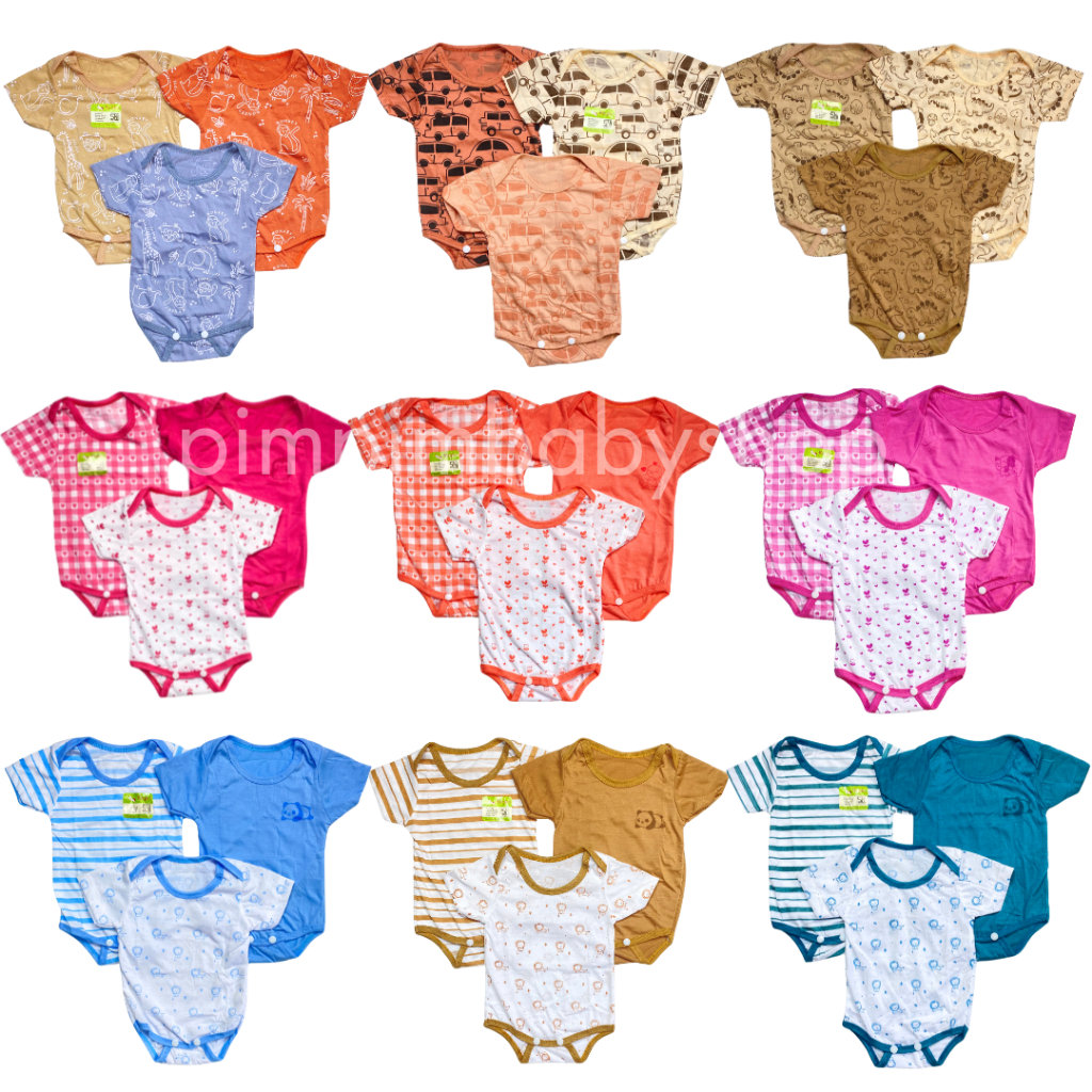 Jumper Bayi 3in1 Jumpsuit Bodysuit Bayi Baru Lahir Isi 3 Lengan Pendek Baju Bayi Newborn Cewek Cowok