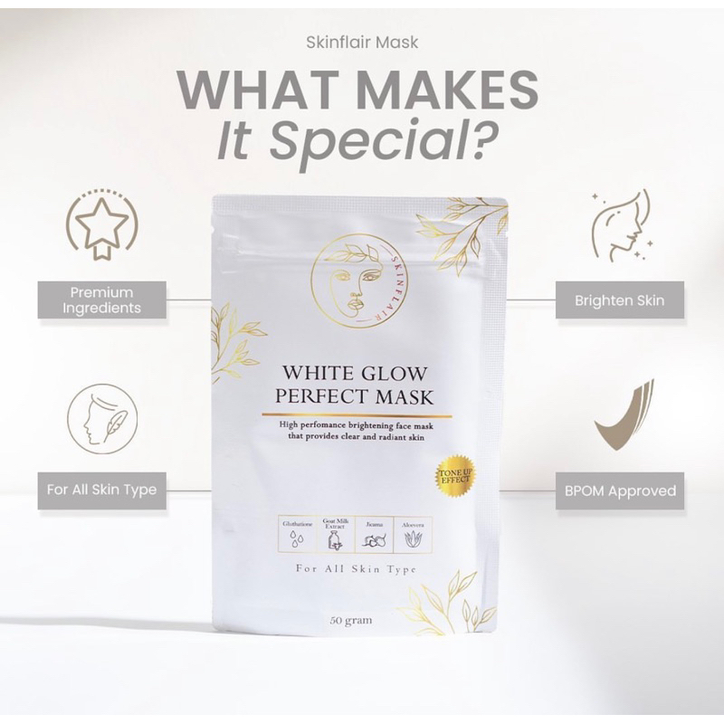 READY‼️SKINFLAIR WHITE GLOW PERFECT MASK POWDER MASKER WHITENING GLOWING BY SKINFLAIR Original