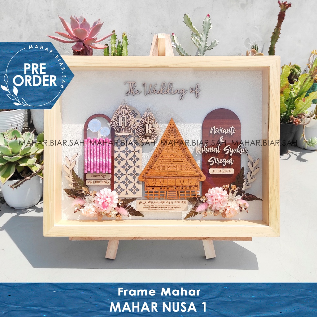 PO Frame Mahar NUSA 1 Seserahan / Set Jadi Custom Mahar Rumah Adat Batak x Jawa