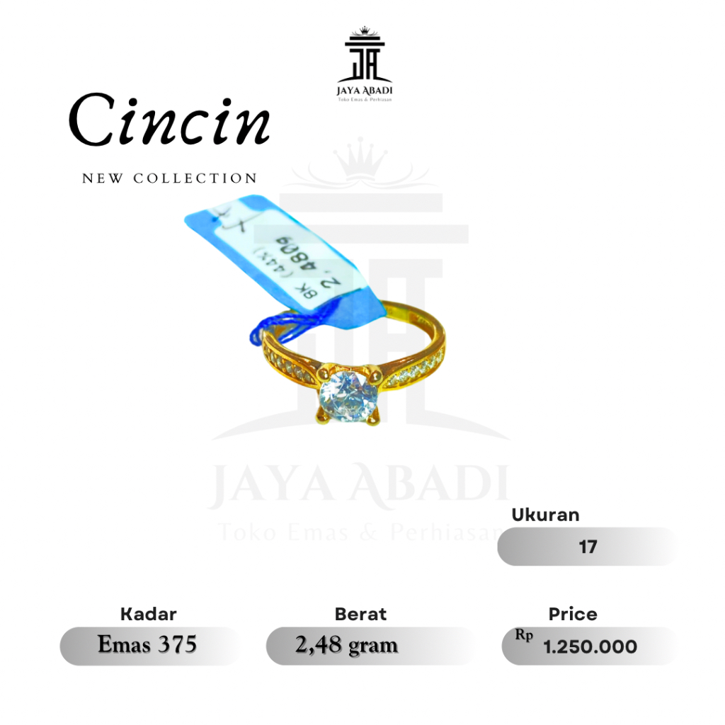 Cincin fashion emas 375 permata putih nikahan