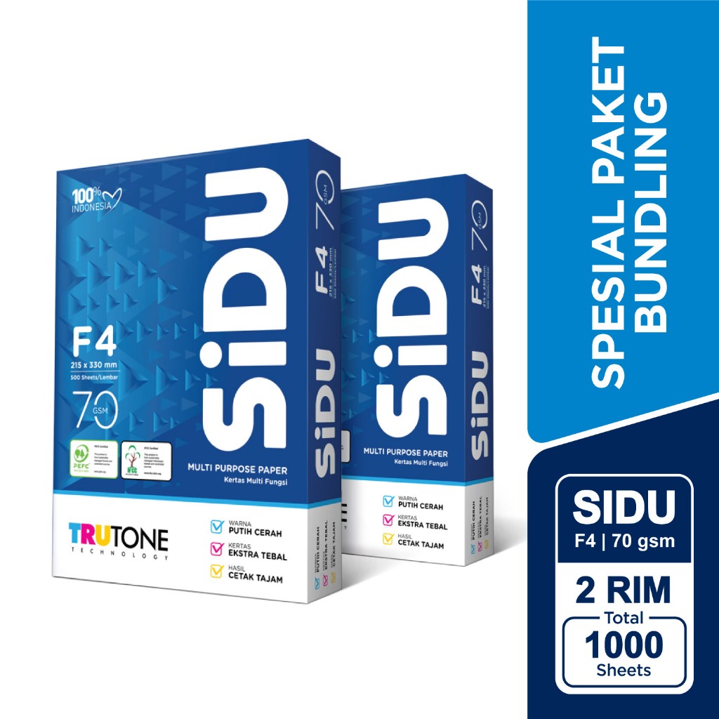 

Paket Bundling SiDU Kertas Fotocopy 70 GSM F4 x 2 Rim