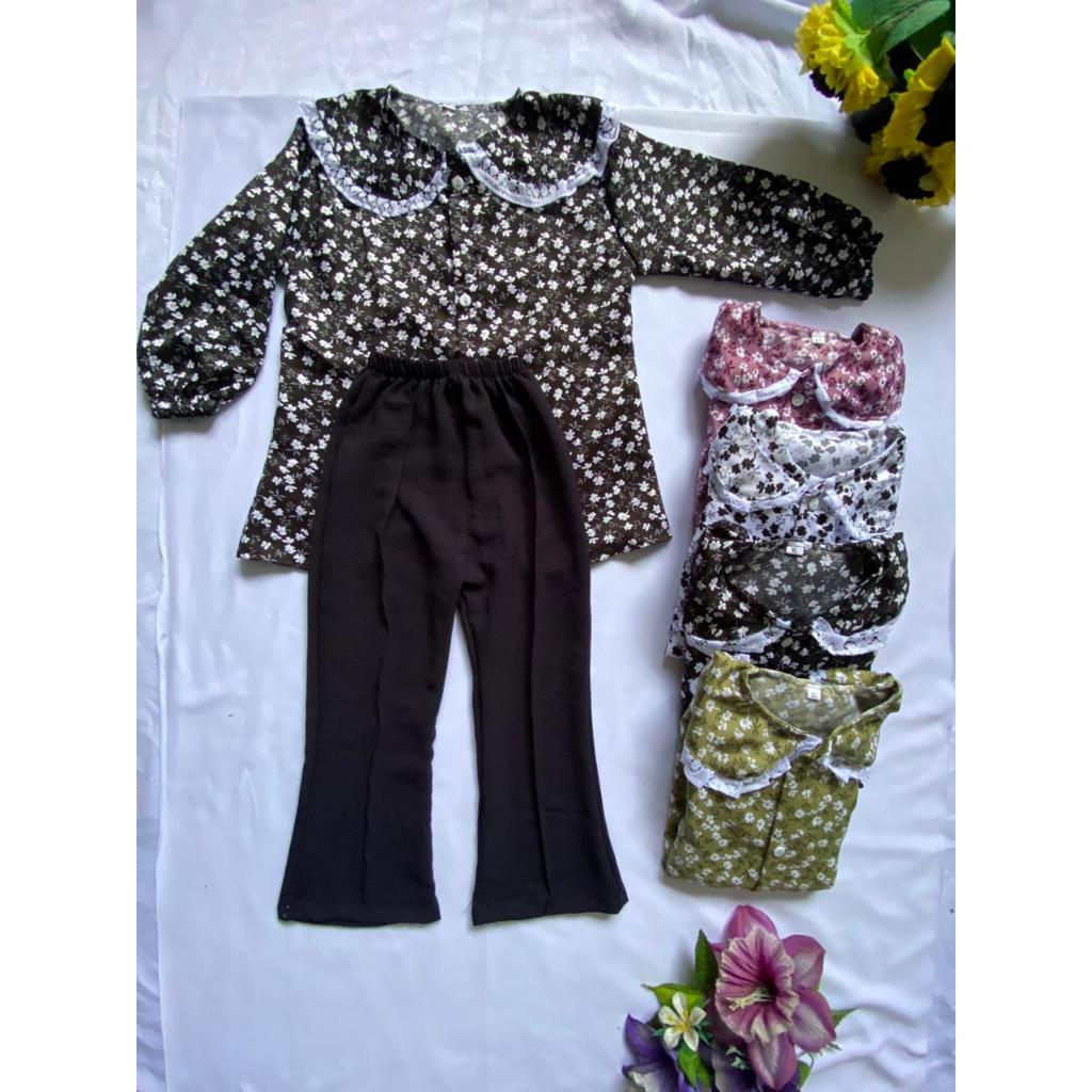 One Set Anak Atasan Sakila Model Batik Celana Cutbray Baju Setelan Anak Terbaru