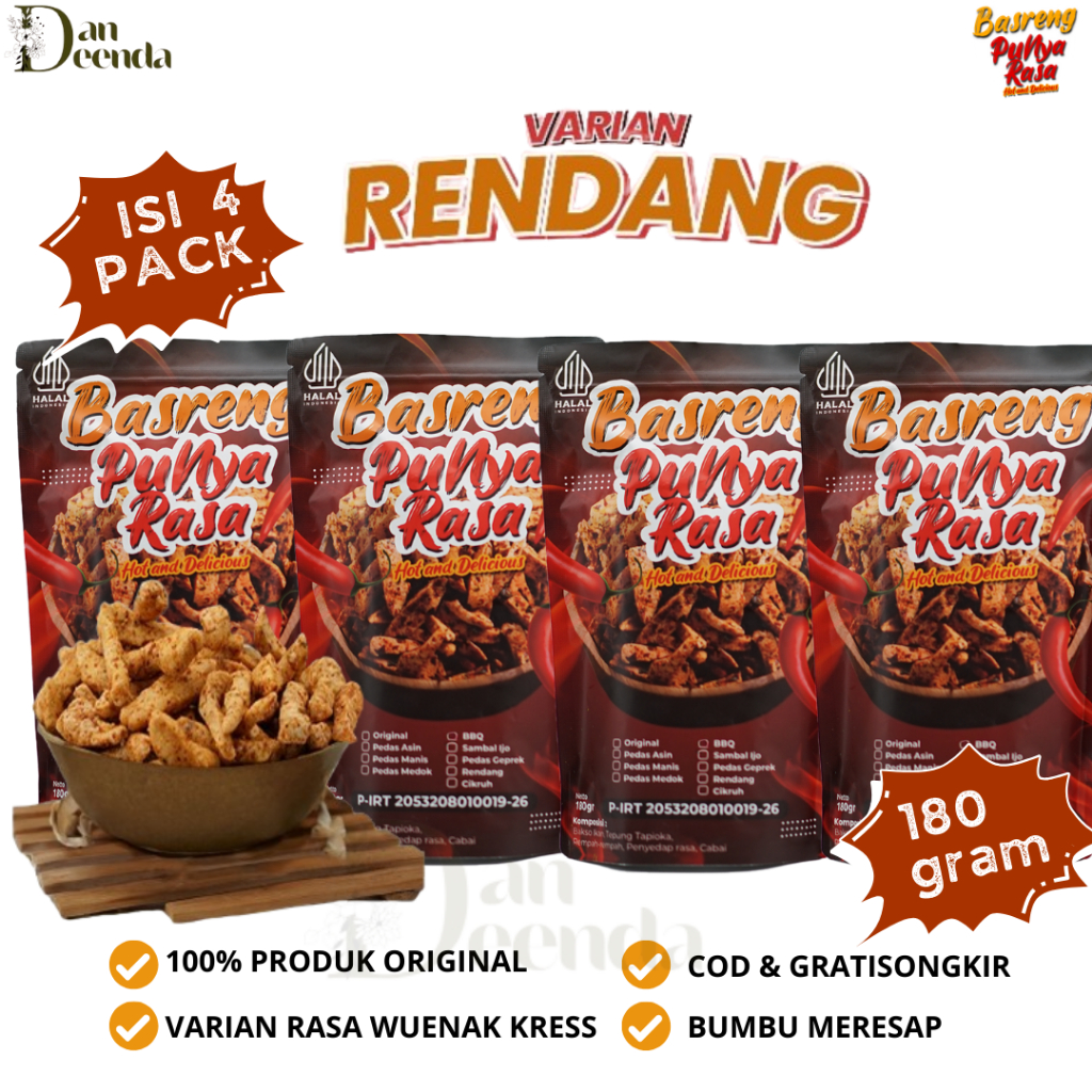 

Basreng Punya Rasa Rendang Paket Isi 4 Bumbu Melimpah Dengan Ekstra Daun Jeruk