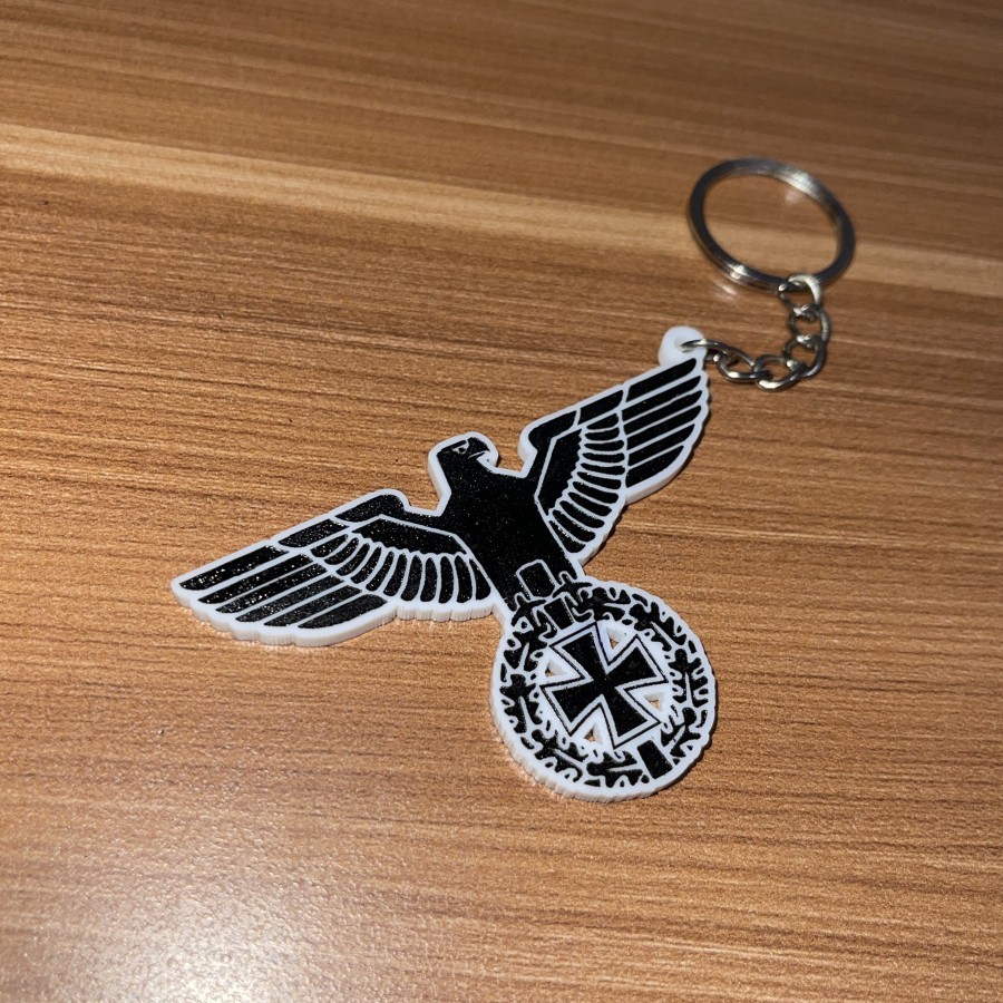 Gantungan Kunci Logo Elang Jerman WW2 Iron Cross Timbul MURAH