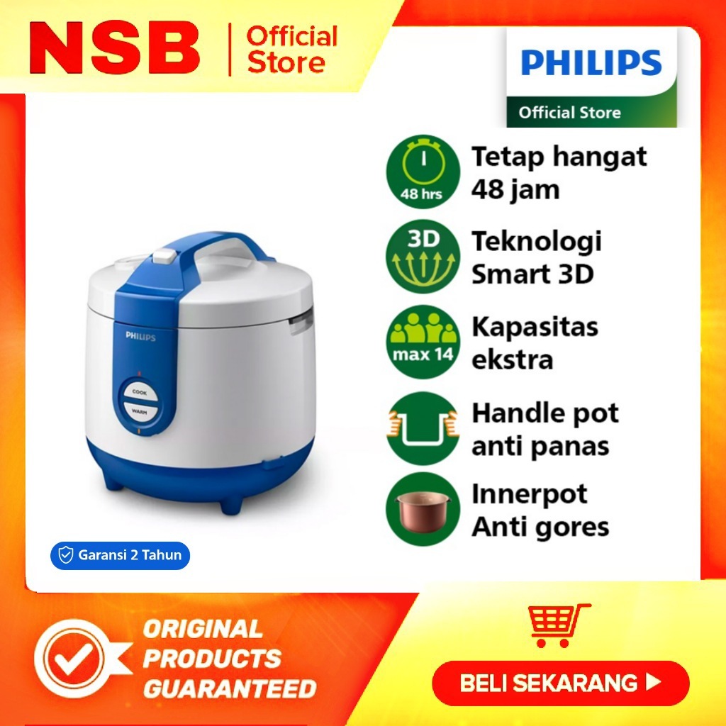 Philips Rice Cooker HD-3119 Daily Colletion Magic Com [ 2 L ] Mejicom Mejikom