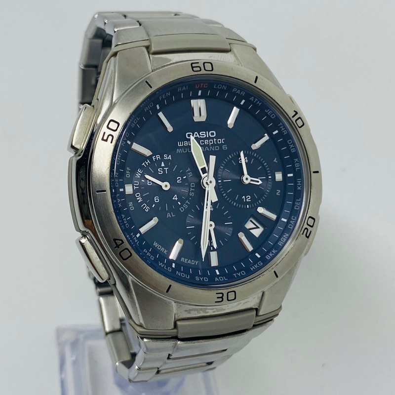 Casio Wave Ceptor WVQ-M410 Chronograph Blue Dial Stainless Steel