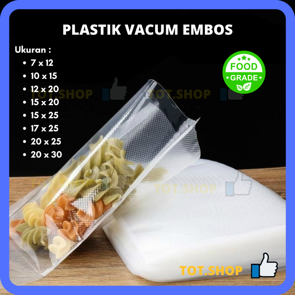 [100 Lembar] 20X25 PLASTIK VAKUM MAKANAN EMBOS / PLASTIK VACUM VACUUM BAG EMBOSSED - VAKUMPACK PLAST