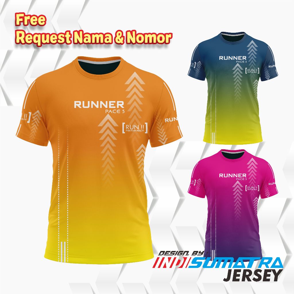 JERSEY RUNNING Pria Wanita Olahraga Lari Maraton Joging Custom Nama