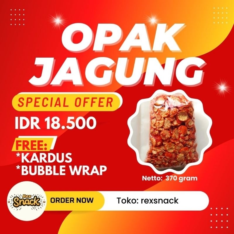 

Keripik Opak Jagung Balado Pedas Manis 370 gram Makanan Ringan Enak Gurih Renyah