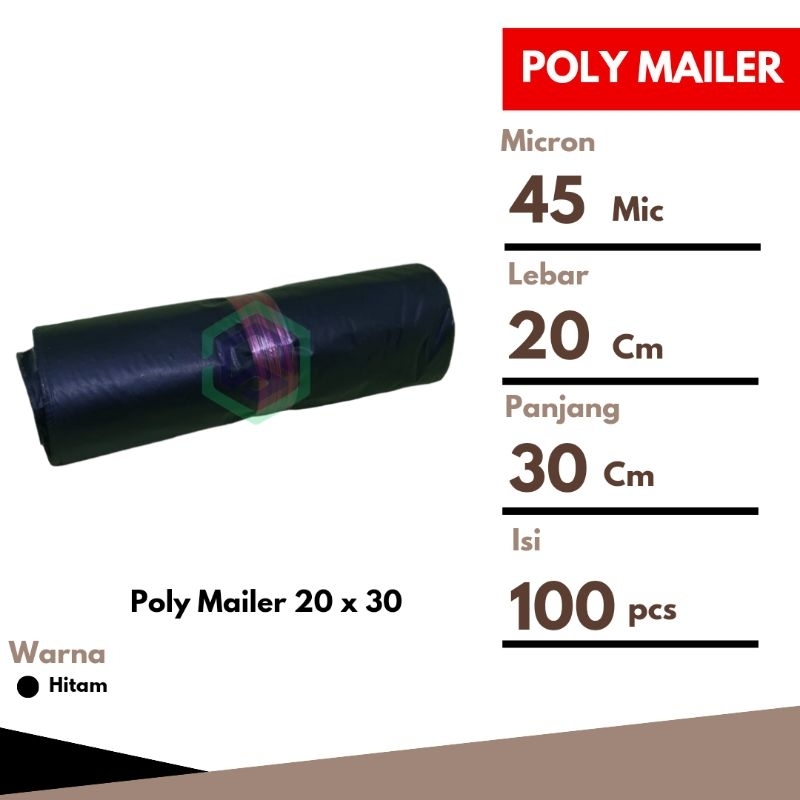 

Poly Mailer Plastik 20 x 30 Cm Packing Hitam - 100 Lembar